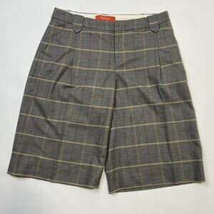 Anthropologie Cartonnier Shorts 6 Gray Flannel Plaid Bermuda Golf Urban